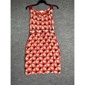 Moulinette Soeurs Red Print Silk Cowl Neck Lined Sleeveless Sheath Dress Size 8